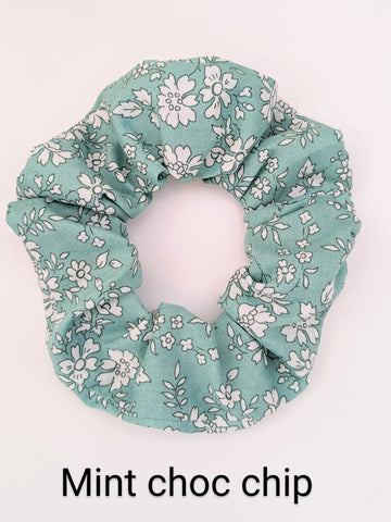 Liberty London Fabric Hair Scrunchie - Spring Collection - Mint Choc Chip