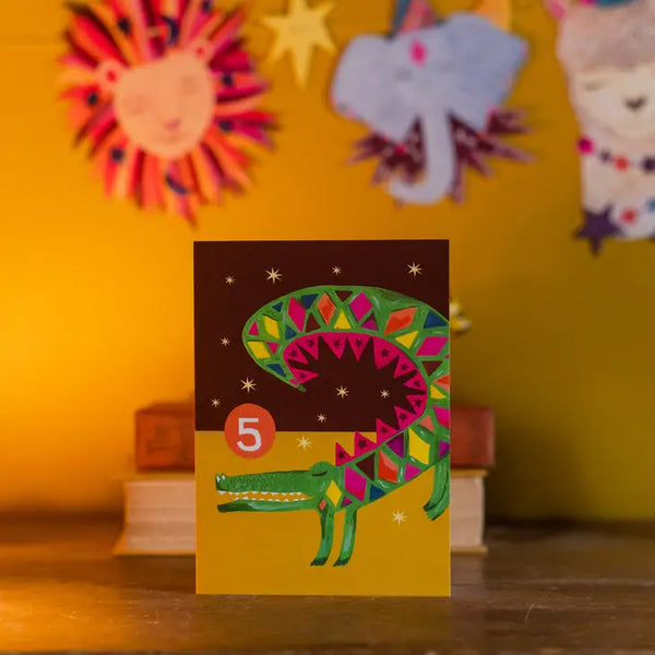 Age 5 Party Croco Birthday Greetings Card