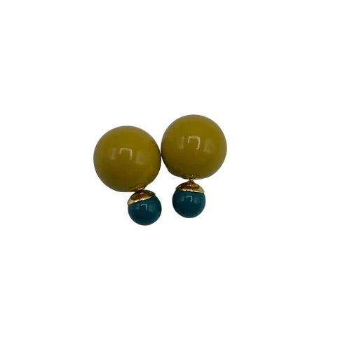 Olive & Teal Orb Earrings