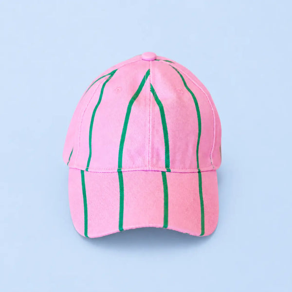 Pink & Green Striped Baseball Cap