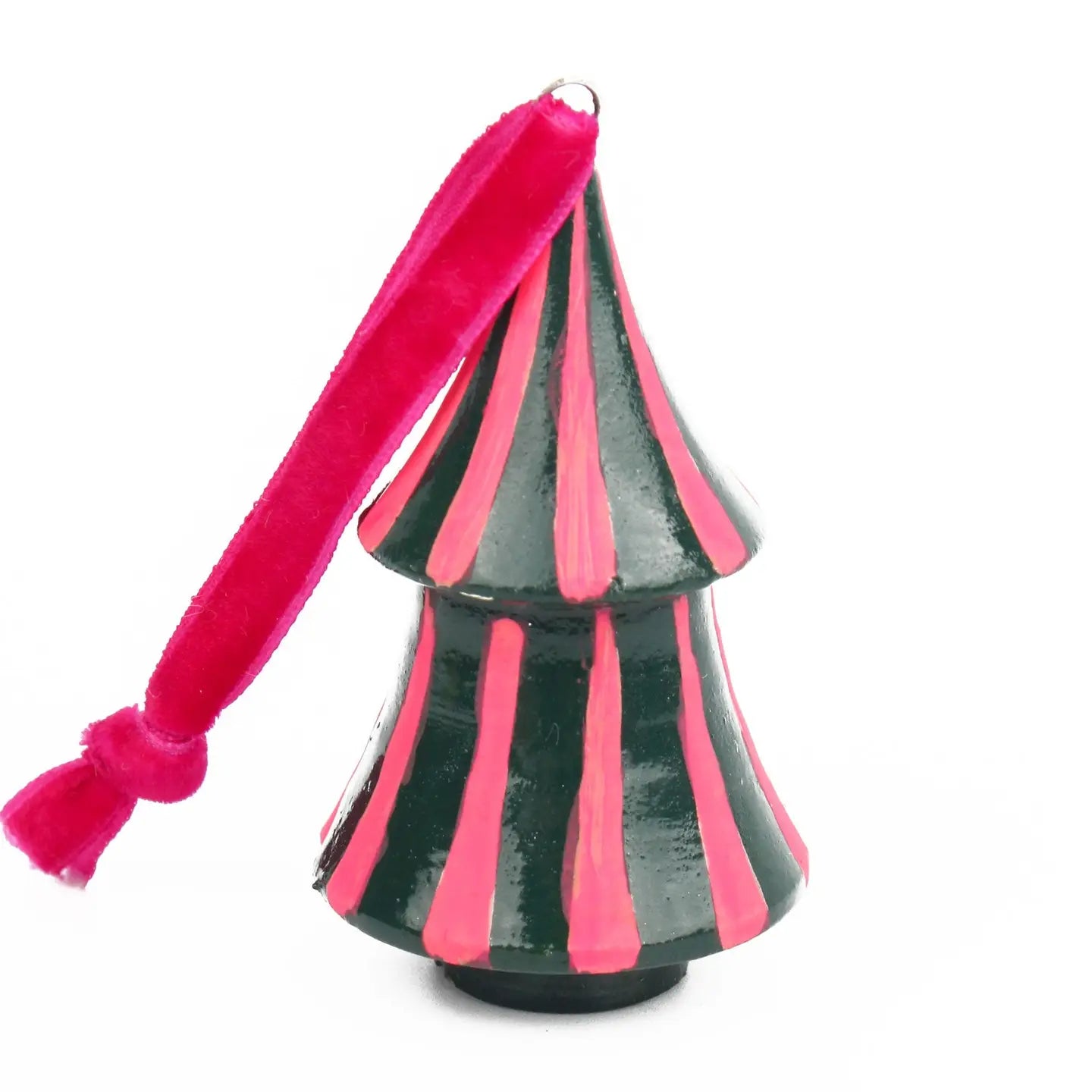 Green & Pink Mini Stripe Tree Bauble Decoration