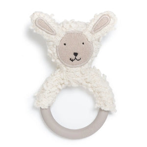 Cotton Knit & Silicone Teether Rattle - Sheep