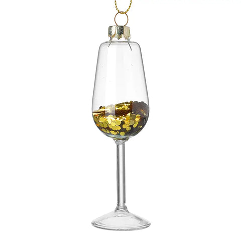 Champagne Glass Gold Glitter Hanger