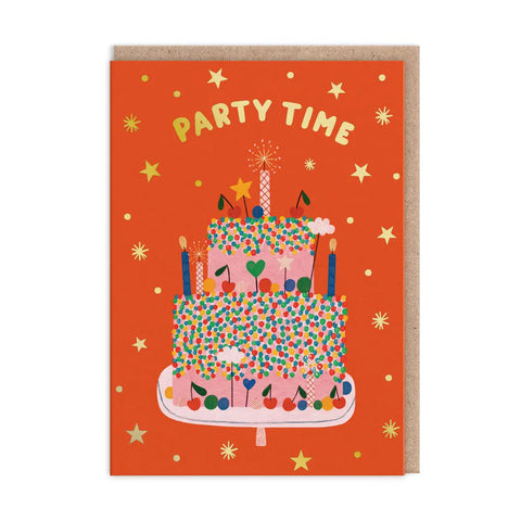 Party Time Red Cake Greeting Card