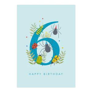 Happy Birthday Card | Age 6 Bugs Card