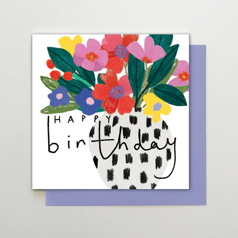 Happy Birthday Vase of Flowers Greeting Card