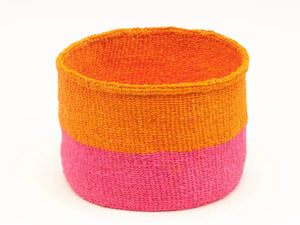 Orange & Neon Pink Duo Colour Block Woven Basket