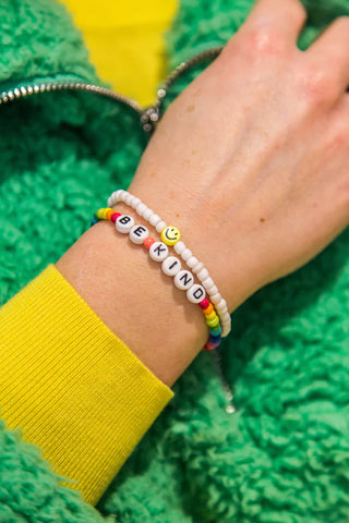 Children's Size Rainbow 'Be Kind' Beaded Bracelet