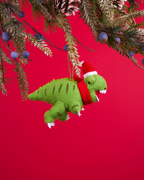 Knitted T Rex Dinosaur Christmas Ornament