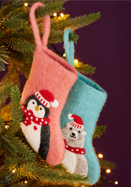 Felt Bear or Penguin Mini Stocking Decoration