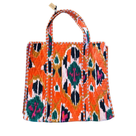 Large Orange Print Tote Bag