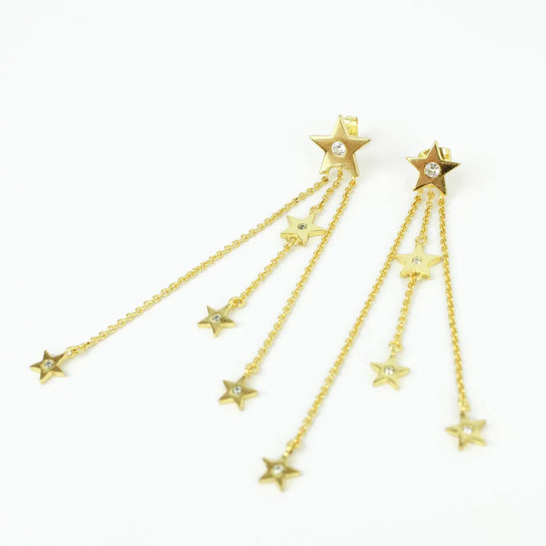 Gold Star Chain Drop Earrings