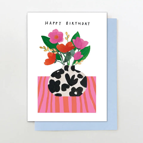 Birthday Flowers Vase Greeting Card