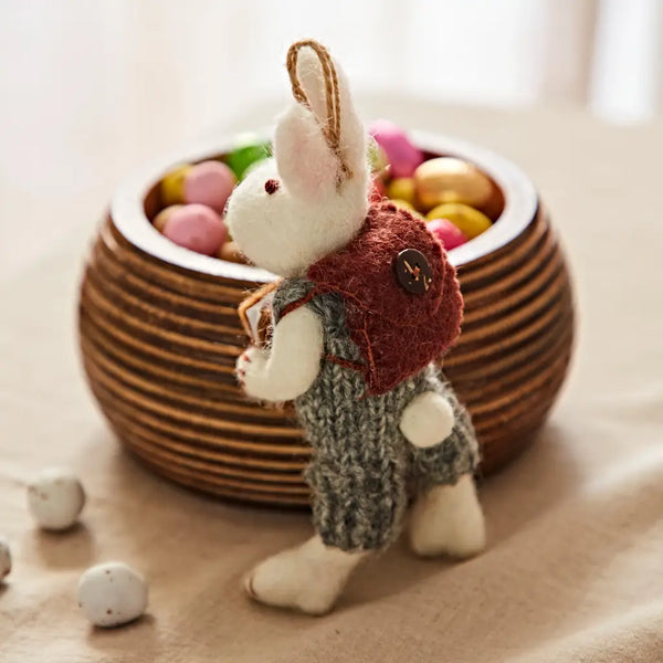 Felt Rabbit with Journal and Backpack Hanging Decoration