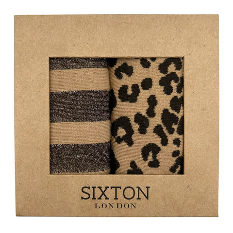 Leopard & Striped Sock Duo Box