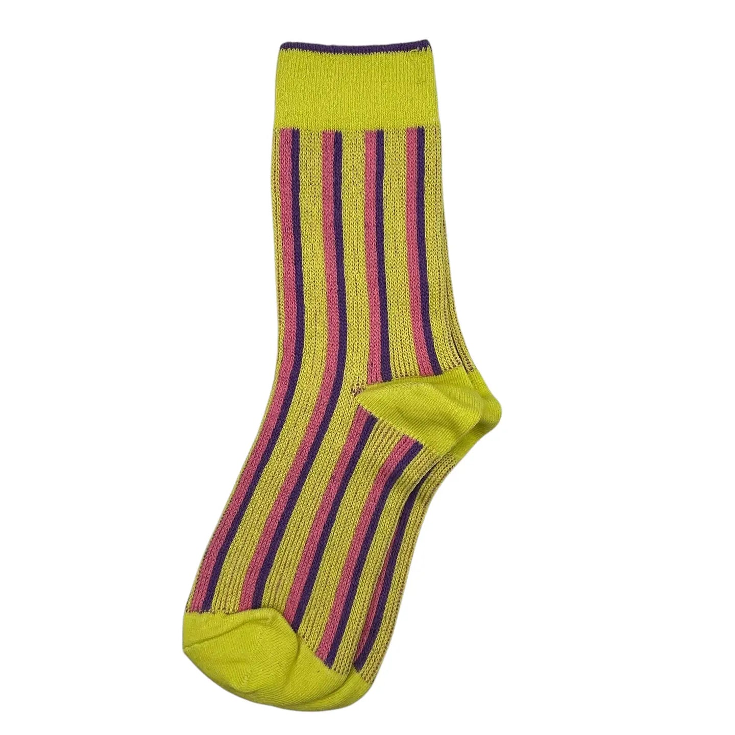 Pink & Yellow Striped Socks