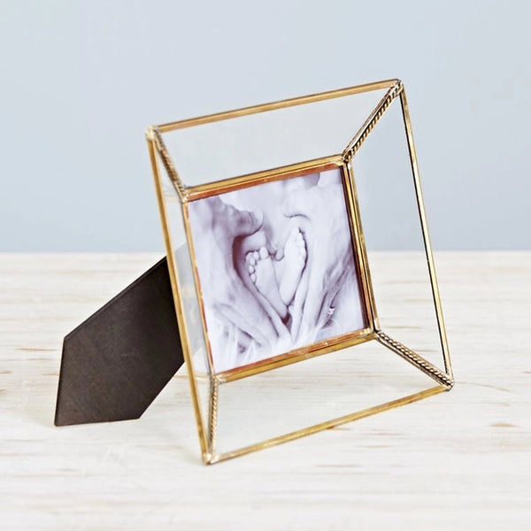 TWO SIZES - Handmade Recycled Glass and Metal Photo Frame with Stand