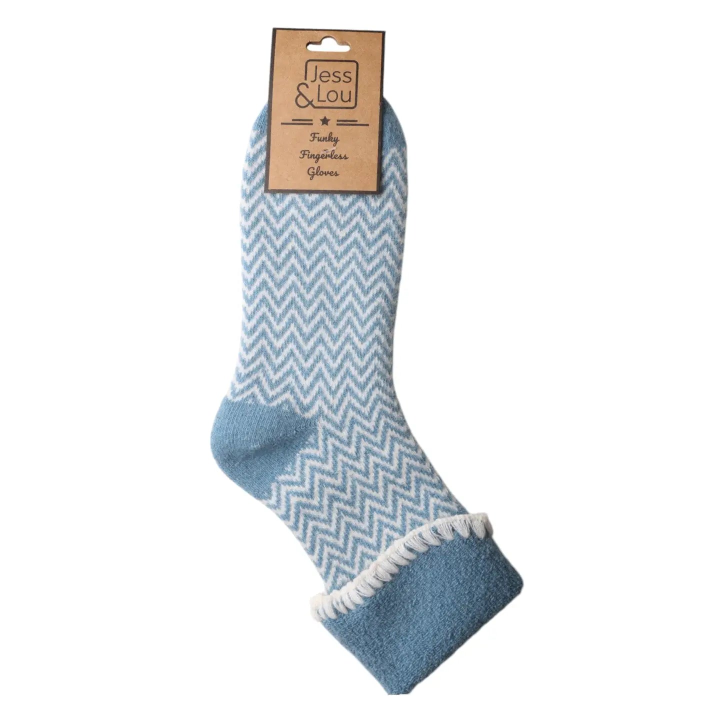 Cornflower Cuff Herringbone Cosy Socks