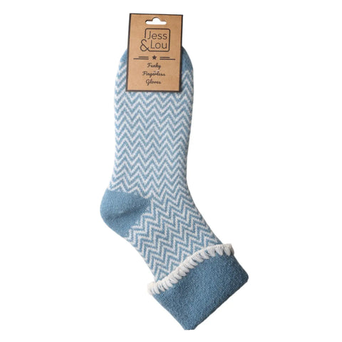 Cornflower Cuff Herringbone Cosy Socks