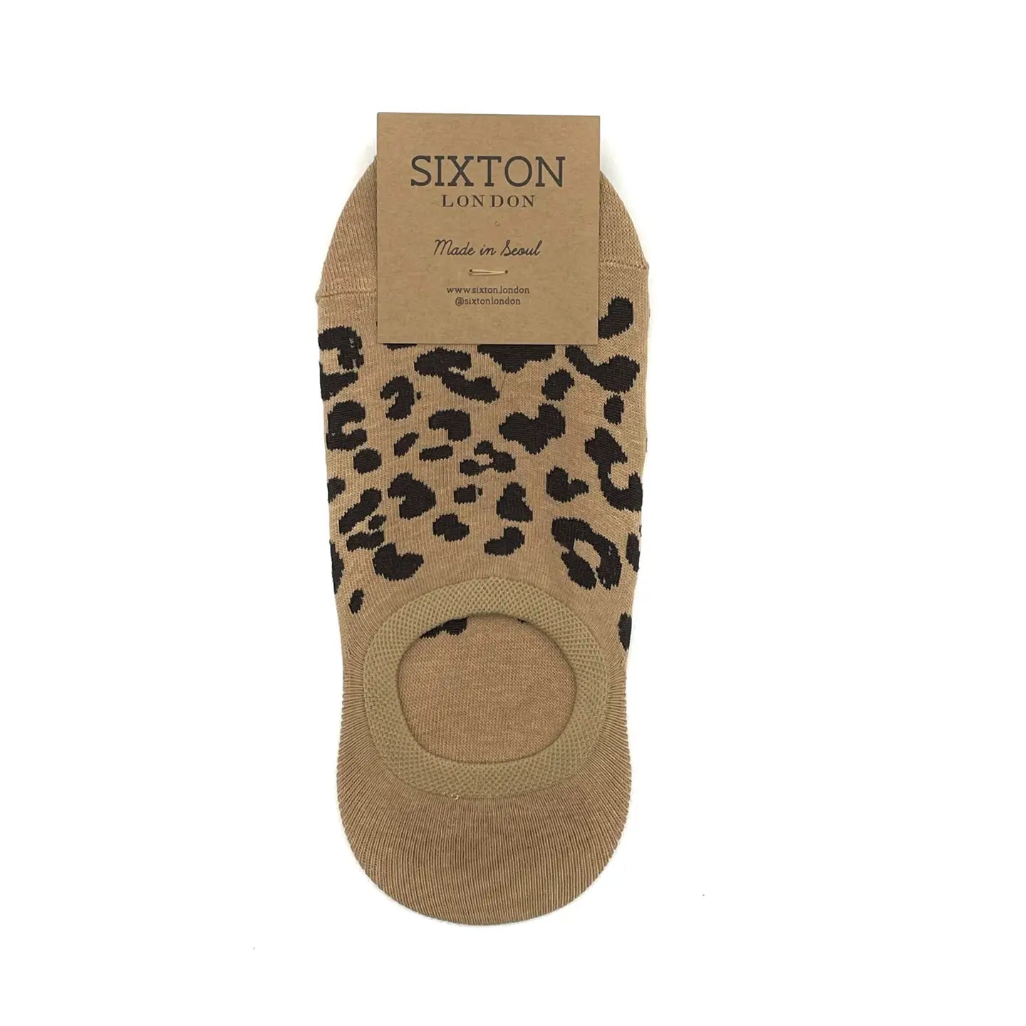 Leopard Trainer Socks - Tan