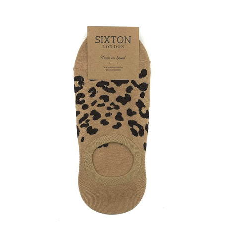 Leopard Trainer Socks - Tan