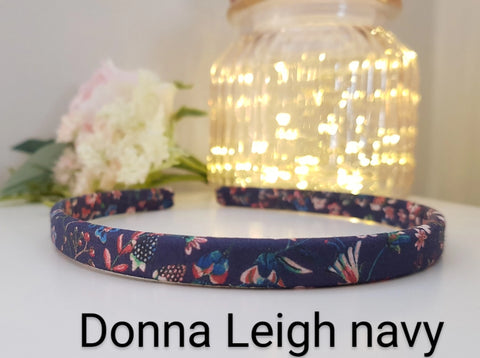 Liberty London Fabric Skinny Headband - Donna Leigh Navy