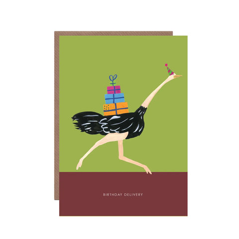 Ostrich and Presents Birthday Greetings Card