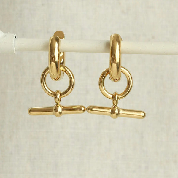 Chunky Gold Bar Hoop Earrings