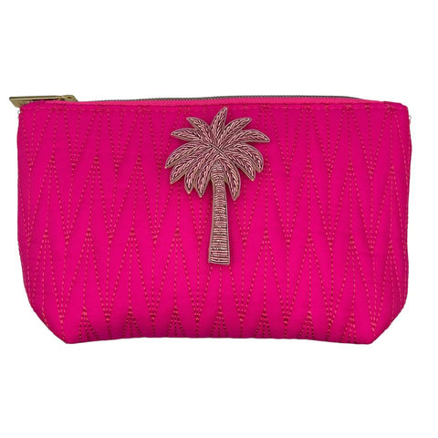 Pink Makeup Bag with a Pink Palm Brooch