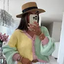 Block Contrast Knitted Cardigan