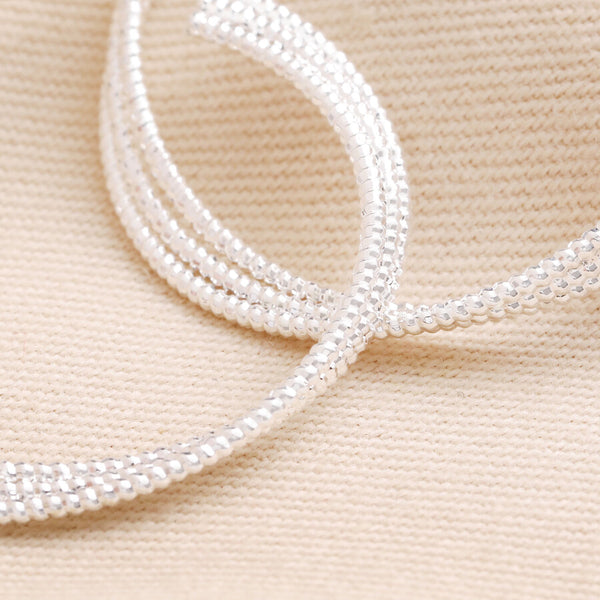 Triple Layered Thread Hoop Earrings in Silver