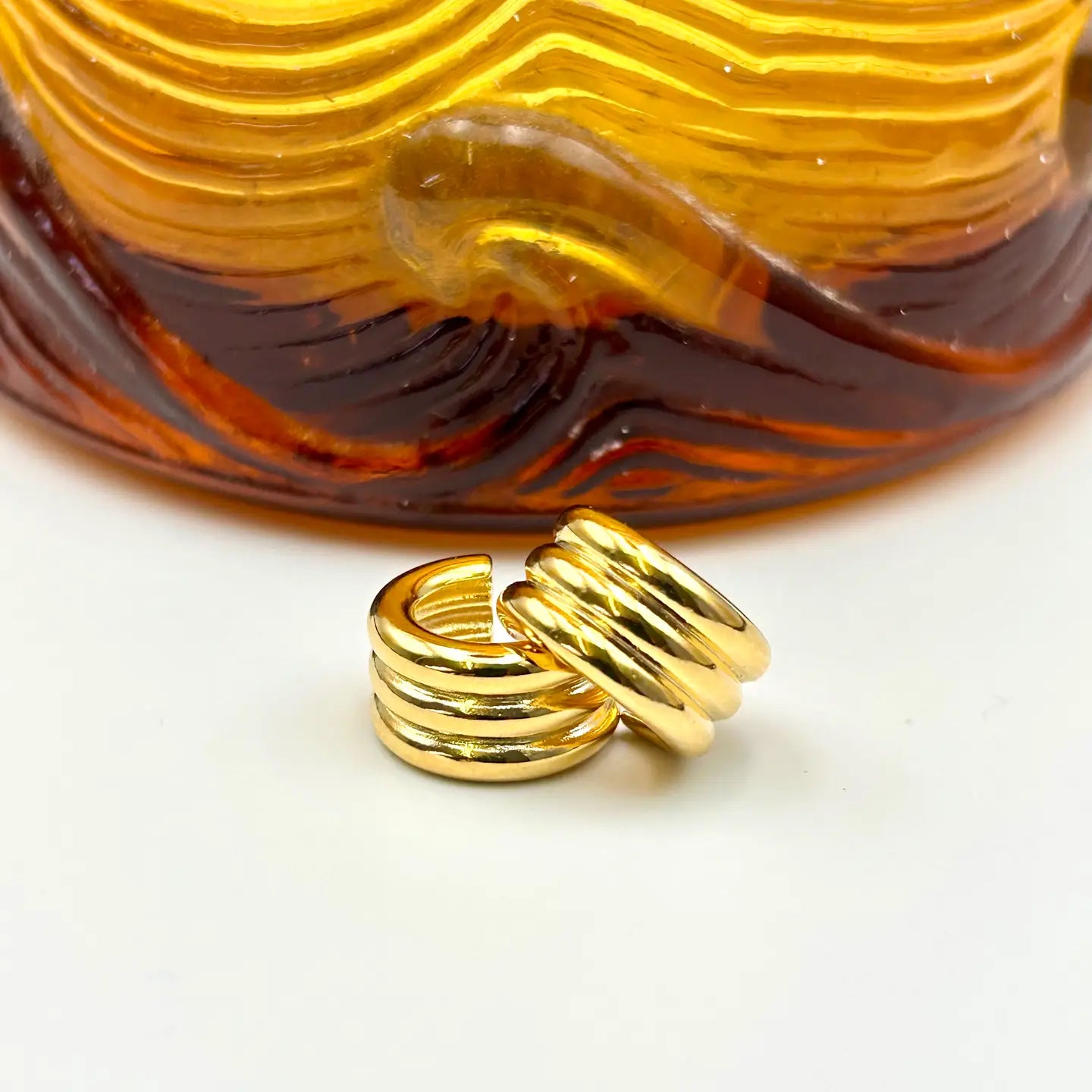 Grooved Huggie Style Earrings