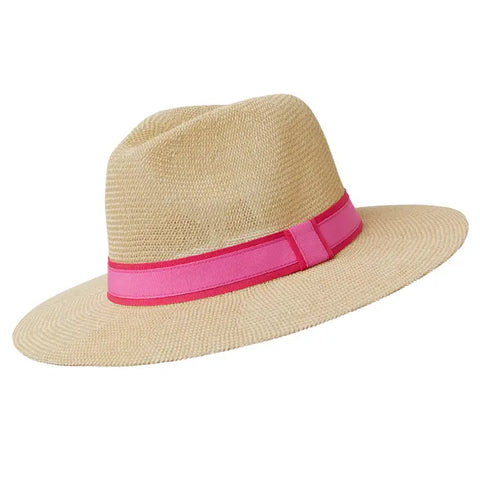 Coral/Pink Band Panama Hat