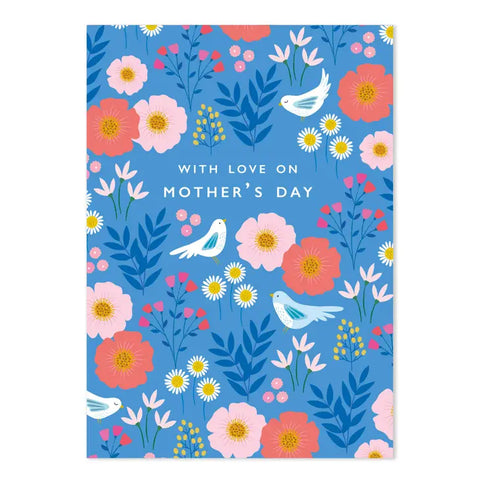 'With Love on Mother's Day' Pretty Blue Birds Pattern