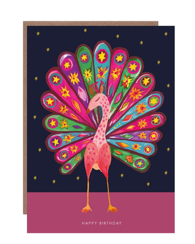 'Carnival Peacock' Birthday Greetings Card