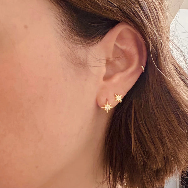 Gold Diamanté Star Huggie Hoops