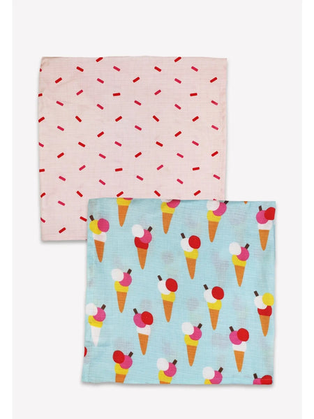 Ice Cream Cone Muslins - 2 Pack