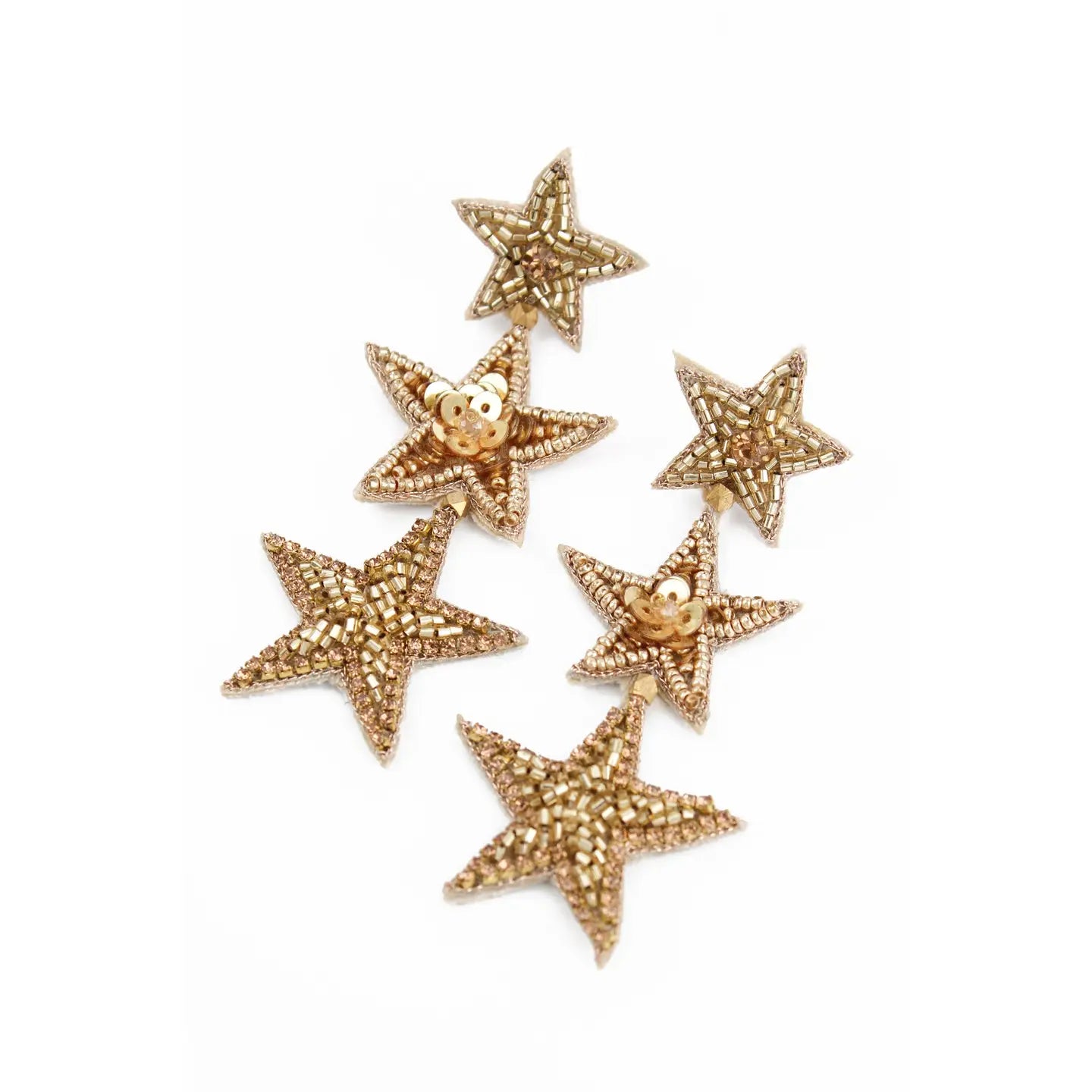 Triple Gold Star Earrings