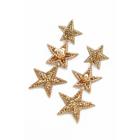 Triple Gold Star Earrings