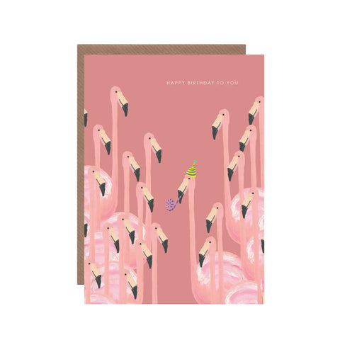 Flamingo Party Birthday Greeting Card