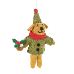 Handmade Felt Dog Hanging Christmas Decoration
