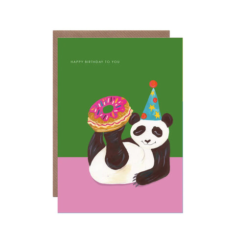 Panda and Donut Birthday Greeting Card