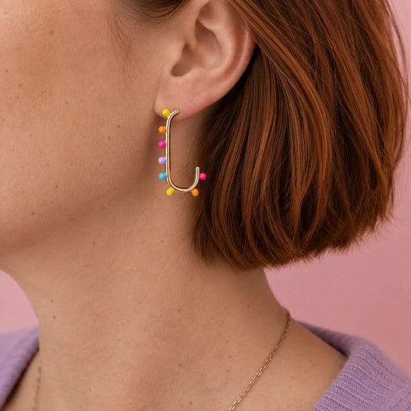 Colourful Dotted Lozenge Statement Earrings