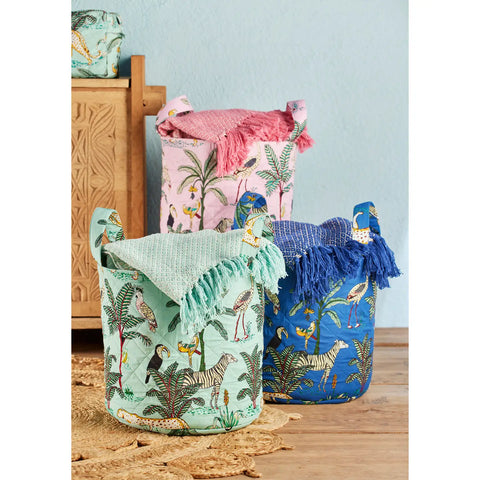 Pink Jungle Print Storage Laundry Bag