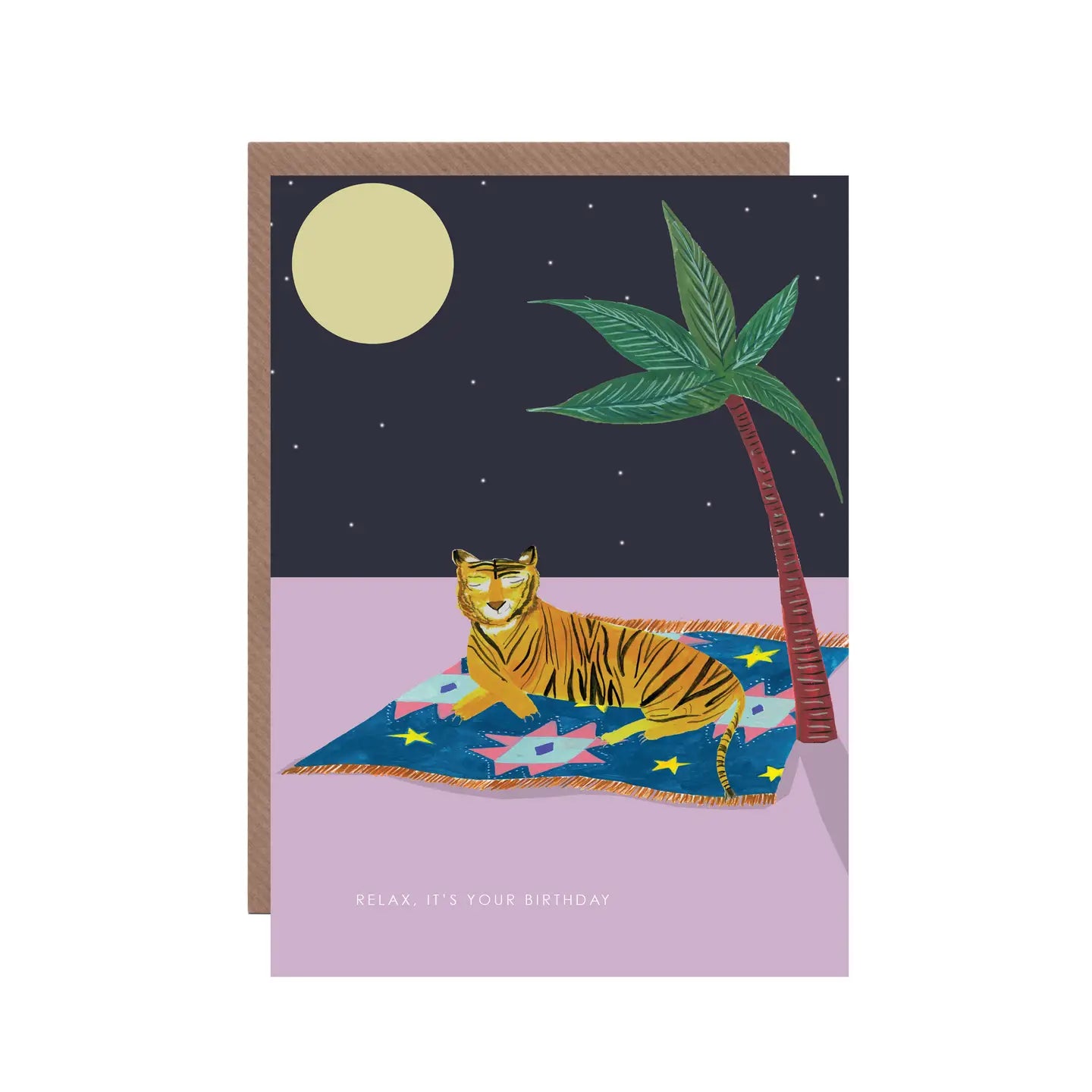 Tiger on Magic Carpet Birthday Greeting Card