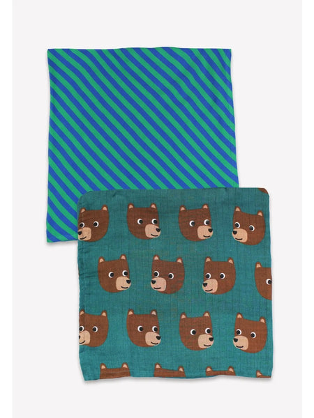 Brown Bear Print Muslins - 2 Pack