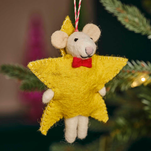 Felt Star Mouse Christmas Tree Decoration