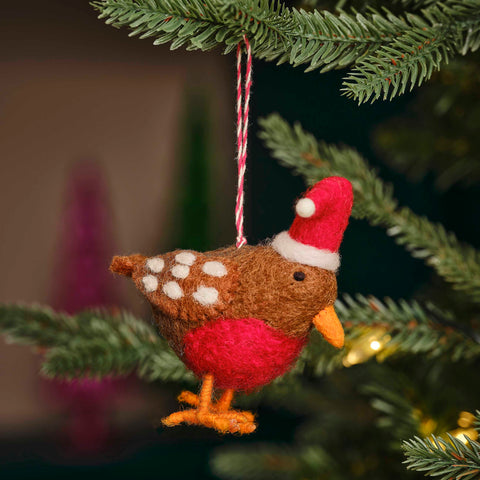 Felt Festive Robin Christmas Tree Decoration