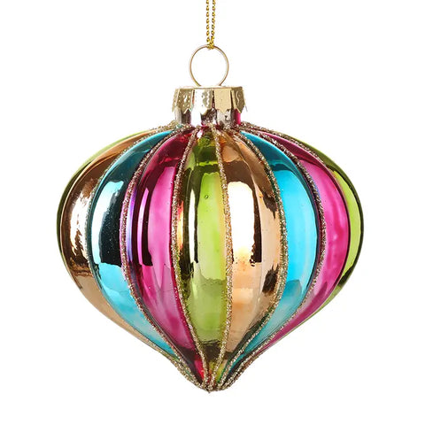 Multi Coloured Gold Finish Bauble