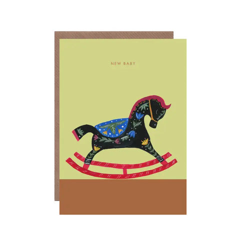 'Rocking Horse' New Baby Greetings Card